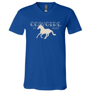 Cow At Heart With Horse Design Meaningful Gift V-Neck T-Shirt