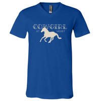 Cow At Heart With Horse Design Meaningful Gift V-Neck T-Shirt