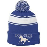 Cow At Heart With Horse Design Meaningful Gift Stripe Pom Pom Beanie