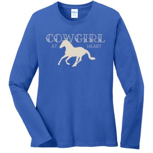 Cow At Heart With Horse Design Meaningful Gift Ladies Long Sleeve Shirt