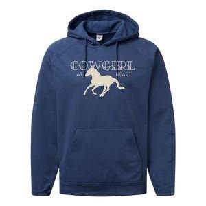 Cow At Heart With Horse Design Meaningful Gift Performance Fleece Hoodie