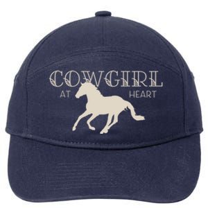 Cow At Heart With Horse Design Meaningful Gift 7-Panel Snapback Hat