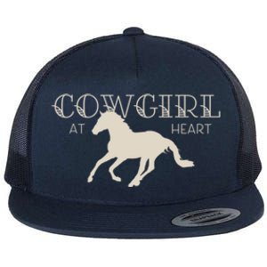 Cow At Heart With Horse Design Meaningful Gift Flat Bill Trucker Hat