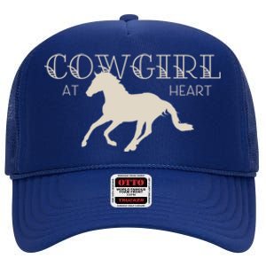 Cow At Heart With Horse Design Meaningful Gift High Crown Mesh Back Trucker Hat