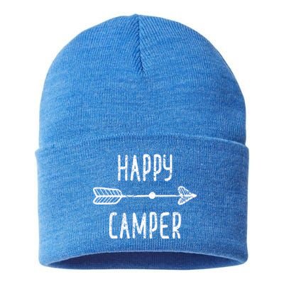 Cute Arrow Happy Camper Funny Gift Boho Ladies Camping Meaningful Gift Sustainable Knit Beanie