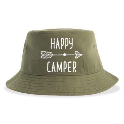 Cute Arrow Happy Camper Funny Gift Boho Ladies Camping Meaningful Gift Sustainable Bucket Hat