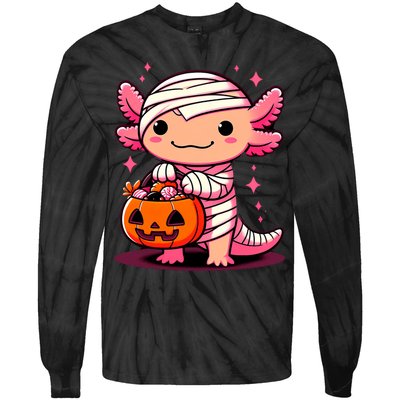 Cute Axolotl Halloween Costume Tie-Dye Long Sleeve Shirt