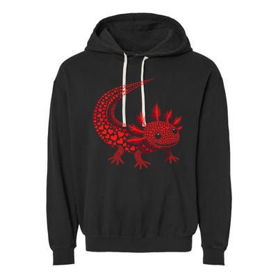 Cute Axolotl Heart   Valentine Axolotl  Garment-Dyed Fleece Hoodie