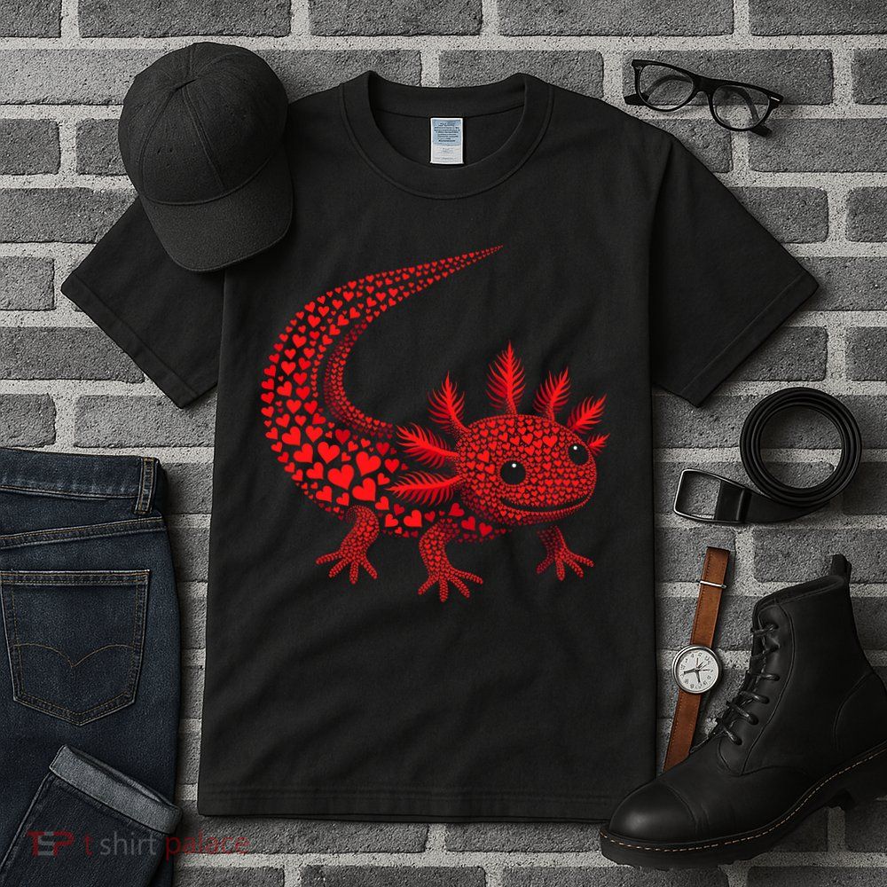 Cute Axolotl Heart   Valentine Axolotl  Tall T-Shirt