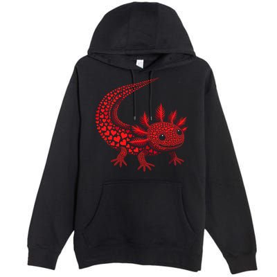 Cute Axolotl Heart   Valentine Axolotl  Premium Pullover Hoodie