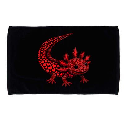 Cute Axolotl Heart   Valentine Axolotl  Microfiber Hand Towel