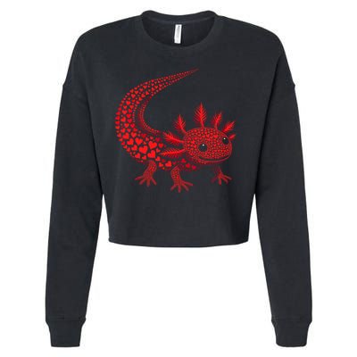 Cute Axolotl Heart   Valentine Axolotl  Cropped Pullover Crew
