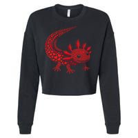 Cute Axolotl Heart   Valentine Axolotl  Cropped Pullover Crew