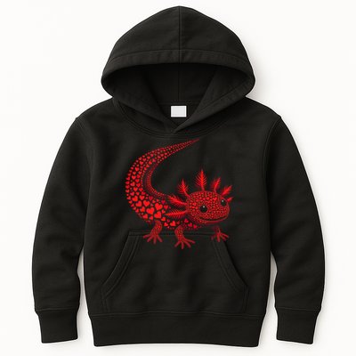Cute Axolotl Heart   Valentine Axolotl  Kids Hoodie