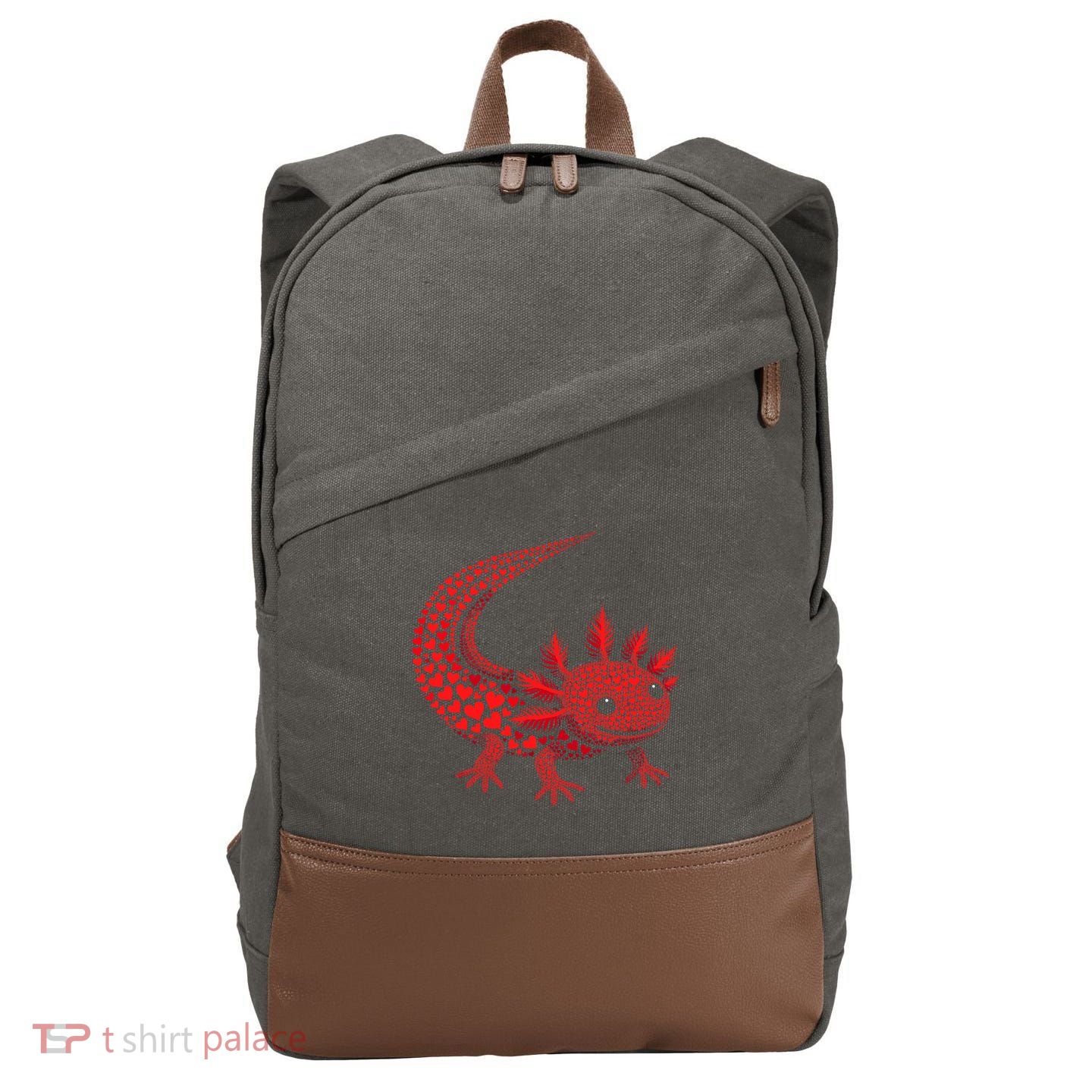 Cute Axolotl Heart   Valentine Axolotl  Cotton Canvas Backpack