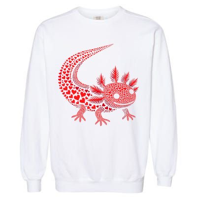 Cute Axolotl Heart   Valentine Axolotl  Garment-Dyed Sweatshirt