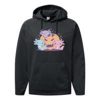 Cute Axolotl Halloween Pumpkin Performance Fleece Hoodie