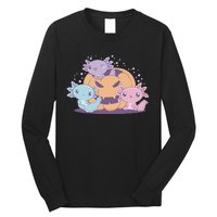 Cute Axolotl Halloween Pumpkin Long Sleeve Shirt