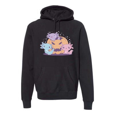 Cute Axolotl Halloween Pumpkin Premium Hoodie