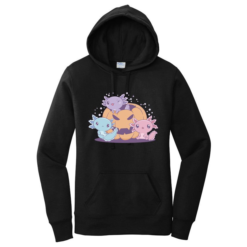 Cute Axolotl Halloween Pumpkin Women's Pullover Hoodie