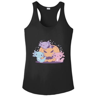 Cute Axolotl Halloween Pumpkin Ladies PosiCharge Competitor Racerback Tank