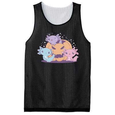 Cute Axolotl Halloween Pumpkin Mesh Reversible Basketball Jersey Tank