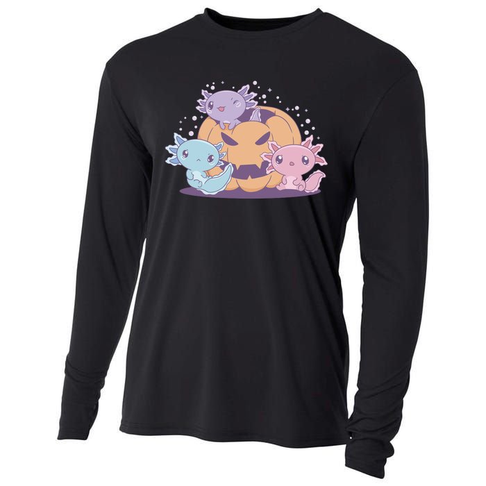 Cute Axolotl Halloween Pumpkin Cooling Performance Long Sleeve Crew