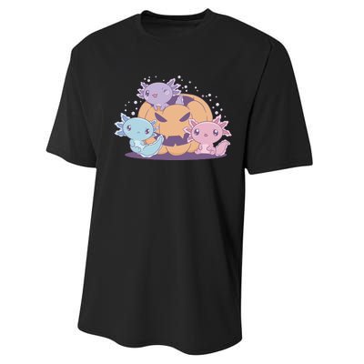 Cute Axolotl Halloween Pumpkin Performance Sprint T-Shirt