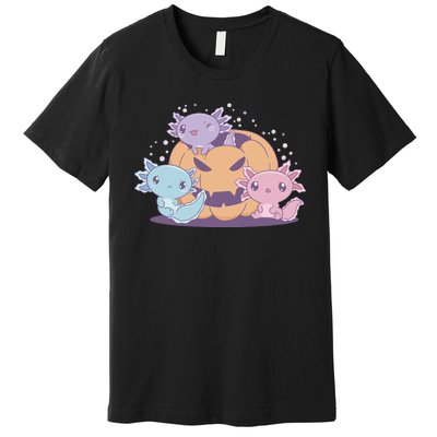 Cute Axolotl Halloween Pumpkin Premium T-Shirt