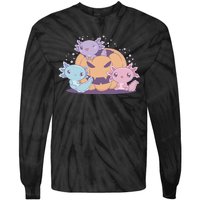 Cute Axolotl Halloween Pumpkin Tie-Dye Long Sleeve Shirt