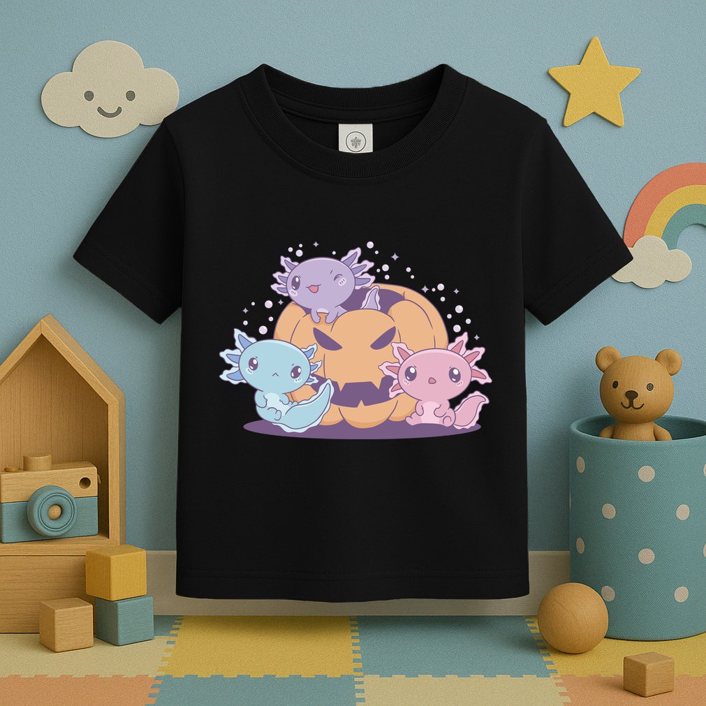 Cute Axolotl Halloween Pumpkin Toddler T-Shirt