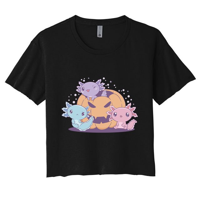 Cute Axolotl Halloween Pumpkin Crop Top