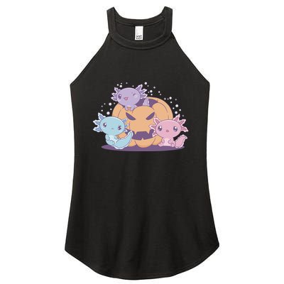 Cute Axolotl Halloween Pumpkin Women's Perfect Tri Rocker Tank