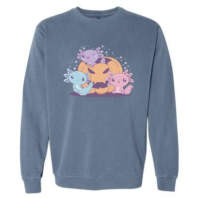 Cute Axolotl Halloween Pumpkin Garment-Dyed Sweatshirt