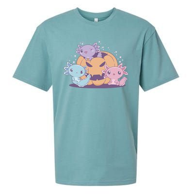 Cute Axolotl Halloween Pumpkin Sueded Cloud Jersey T-Shirt