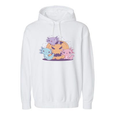 Cute Axolotl Halloween Pumpkin Garment-Dyed Fleece Hoodie