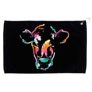 Cow Art Head Gift Watercolor Grommeted Golf Towel