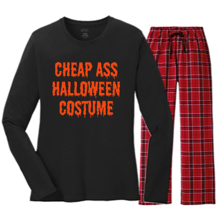 Cheap Ass Halloween Costume Funny Halloween Women's Long Sleeve Flannel Pajama Set 