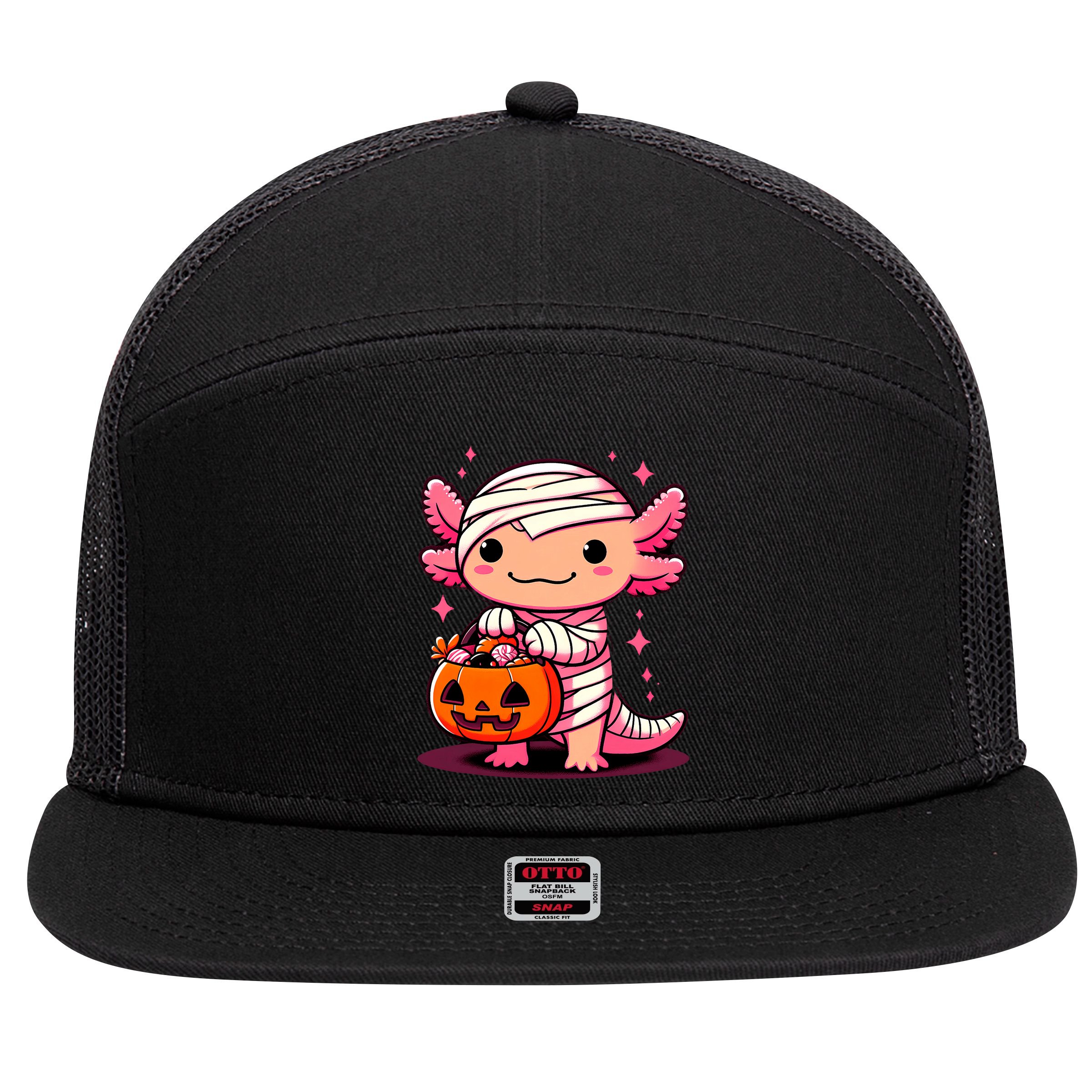 Cute Axolotl Halloween Costume 7 Panel Mesh Trucker Snapback Hat