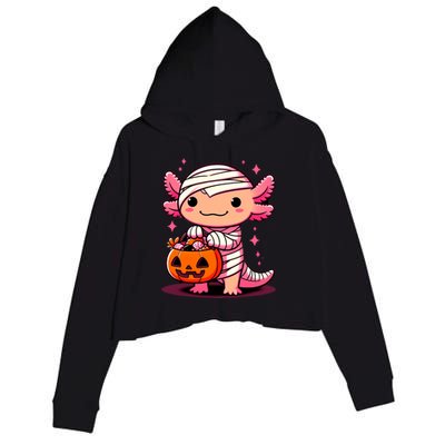 Cute Axolotl Halloween Costume Crop Fleece Hoodie