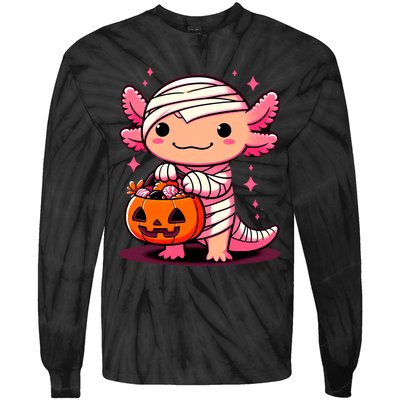 Cute Axolotl Halloween Costume Tie-Dye Long Sleeve Shirt