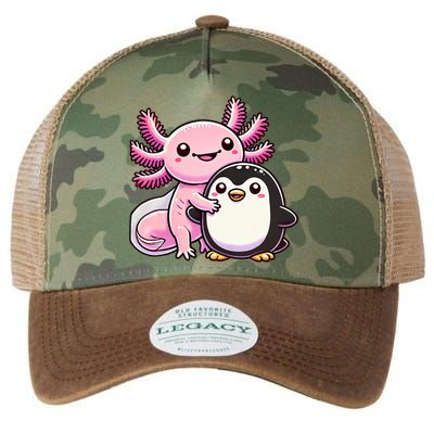Cute Axolotl Hugging Penguin Legacy Tie Dye Trucker Hat