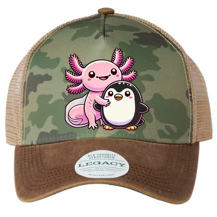 Cute Axolotl Hugging Penguin Legacy Tie Dye Trucker Hat