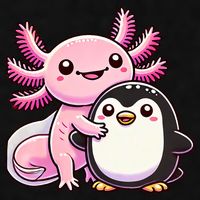 Cute Axolotl Hugging Penguin Ladies PosiCharge Tri-Blend Wicking Tank