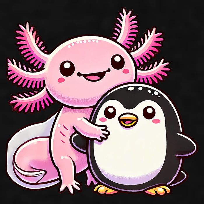 Cute Axolotl Hugging Penguin Ladies PosiCharge Tri-Blend Wicking Tank