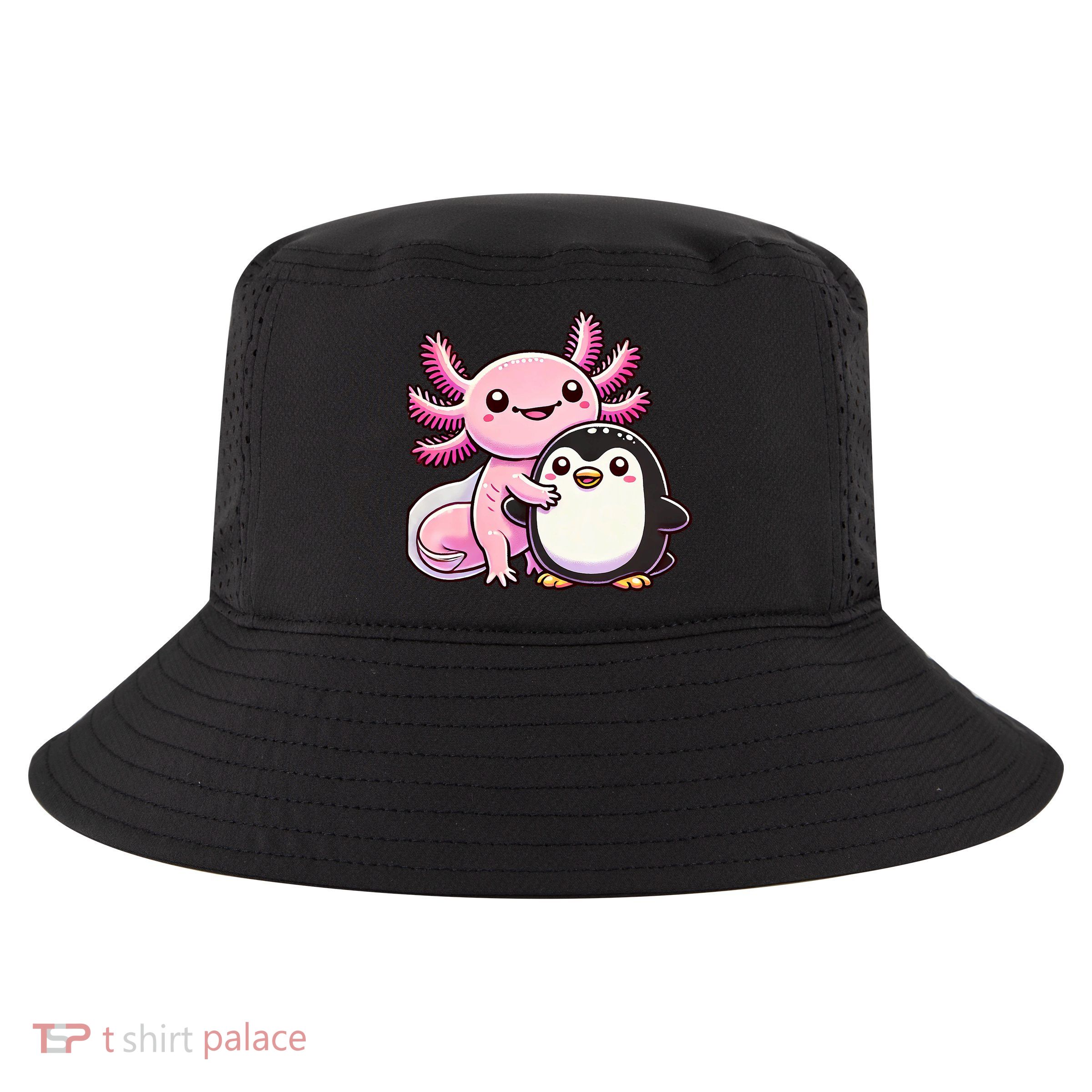 Cute Axolotl Hugging Penguin Cool Comfort Performance Bucket Hat
