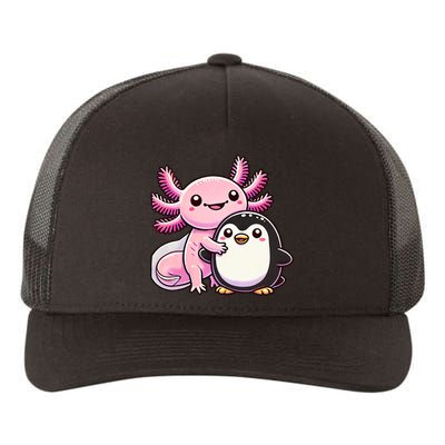 Cute Axolotl Hugging Penguin Yupoong Adult 5-Panel Trucker Hat