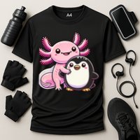 Cute Axolotl Hugging Penguin Performance Shirt