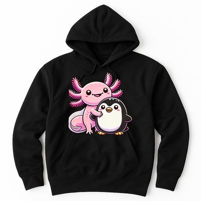 Cute Axolotl Hugging Penguin Hoodie