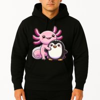 Cute Axolotl Hugging Penguin Hoodie
